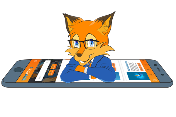 Sparfuchs schaut aus einer Smartphone APP heraus 