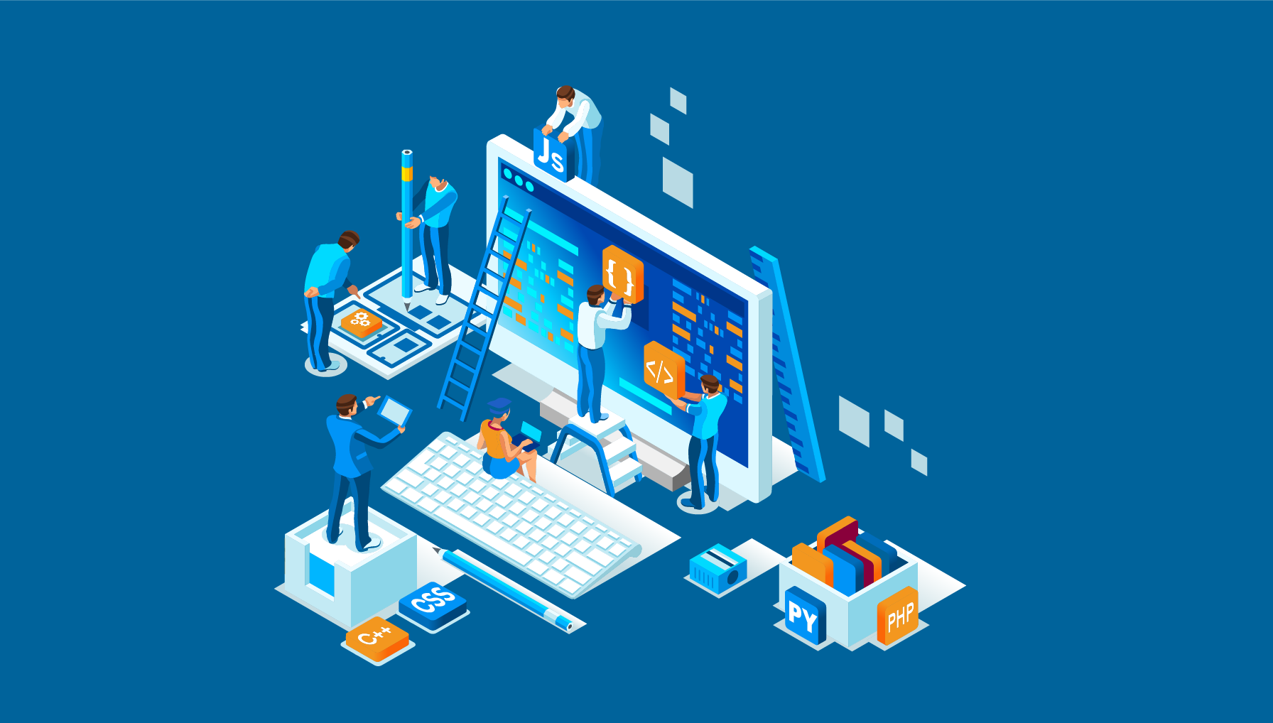 Team arbeitet an dem Aufbau einer Webseite 