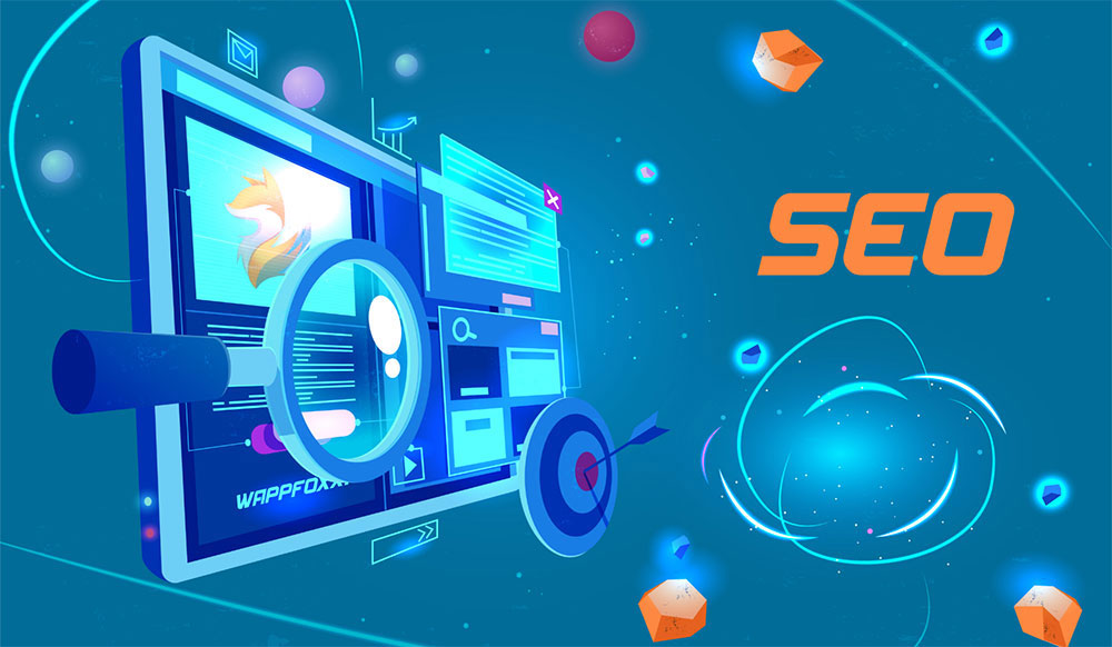 Eine Lupe scannt eine Webseite ab